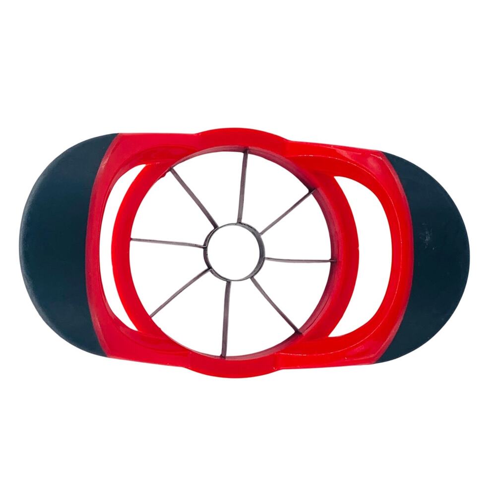 Apple Slicer Cutter Stainless Steel Corer Red Handle Slice Blade Pear One Motion